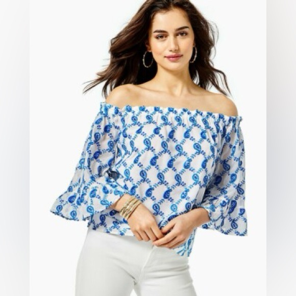 Lily Pulitzer Alva Top Baha Blue Paisley